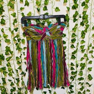 Strapless colorful flowy dress